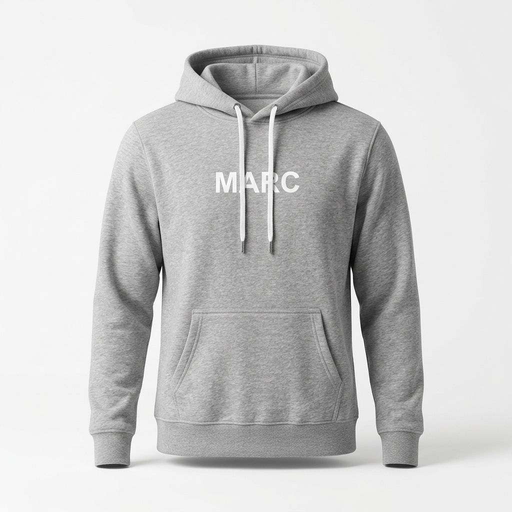 Grey Printed Fleece Hoodie