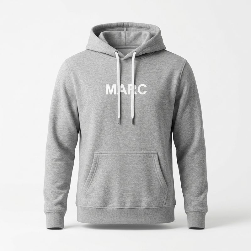 Grey Printed Fleece Hoodie