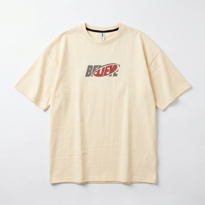 Retro-Speed Printed Drop-Shoulder T-Shirt | Light Beige