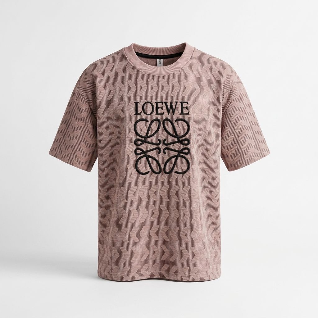 Pink Textured  Oversized T-Shirt