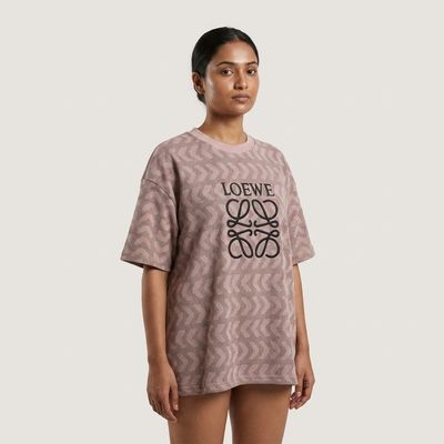 Pink Textured  Oversized T-Shirt