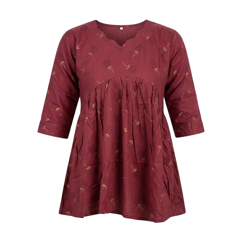 Rose Pink Printed Peplum  Short Kurti