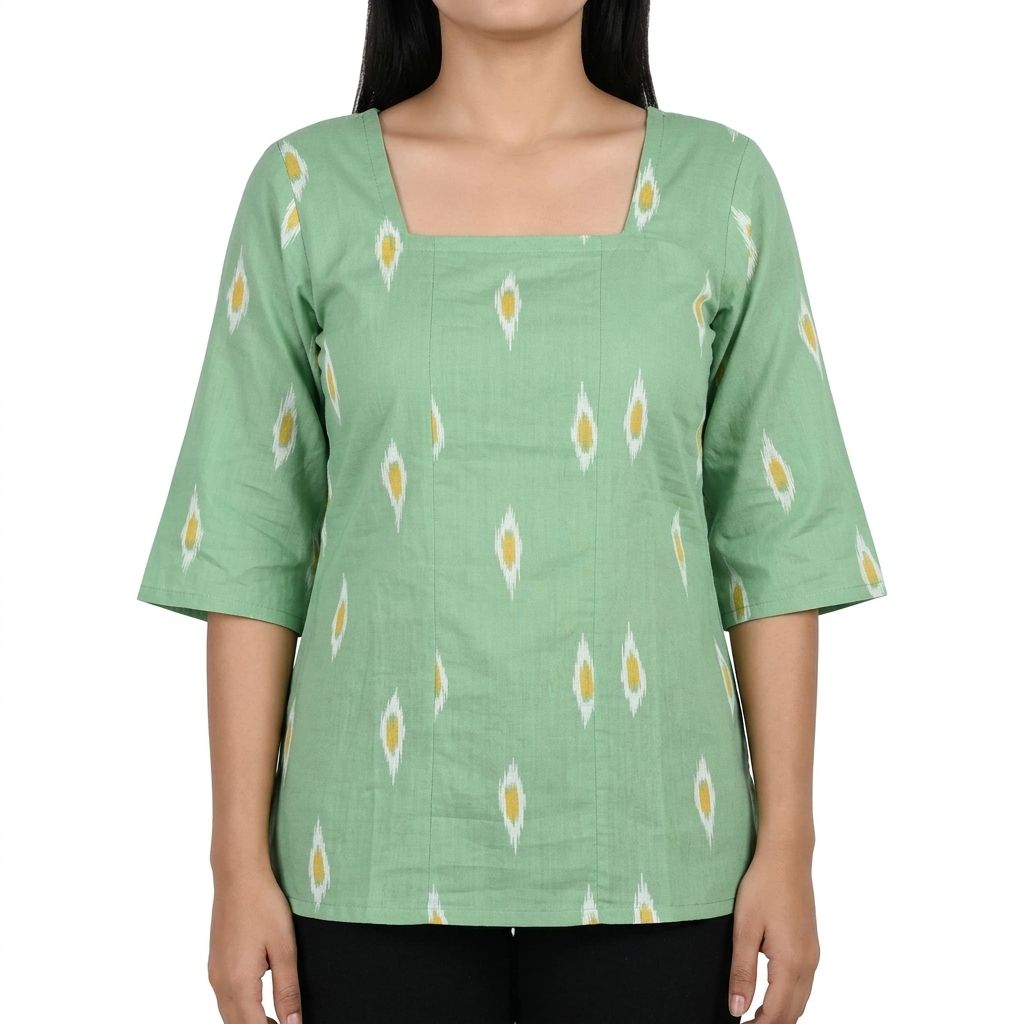 Ethnic Short Kurti Top for Women | Green