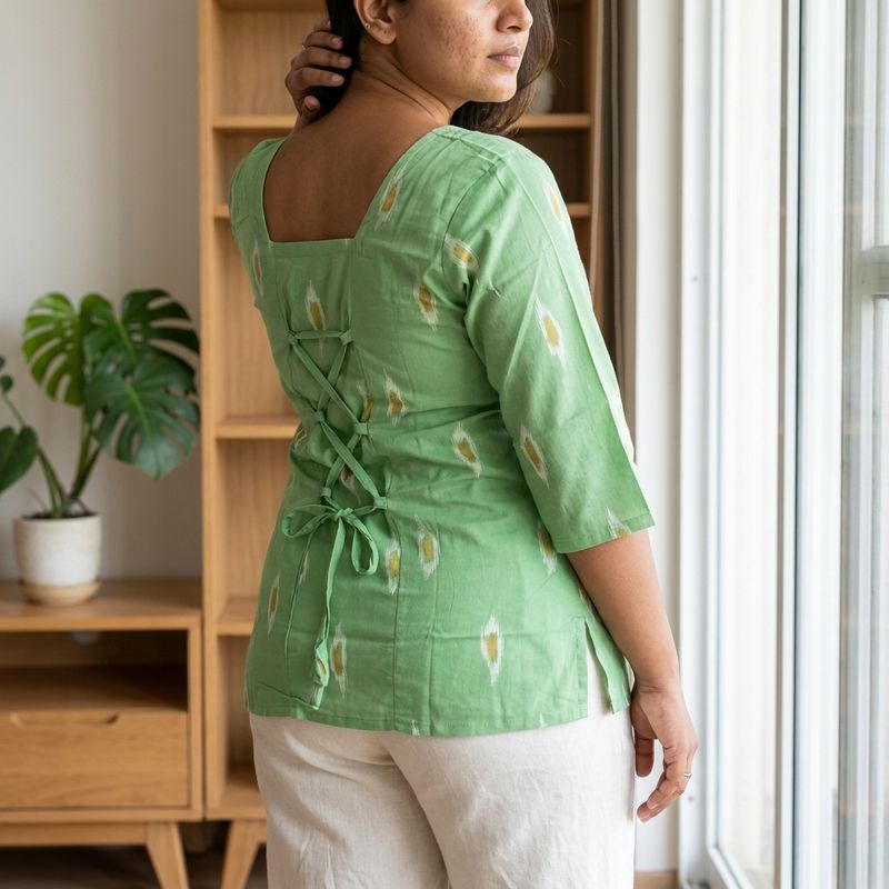 Ethnic Short Kurti Top for Women | Green