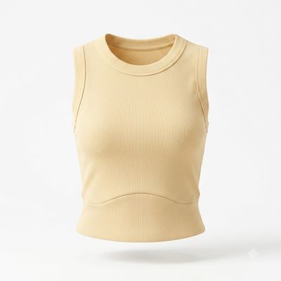 Ribbed Knit Crop Tank Top | Beige