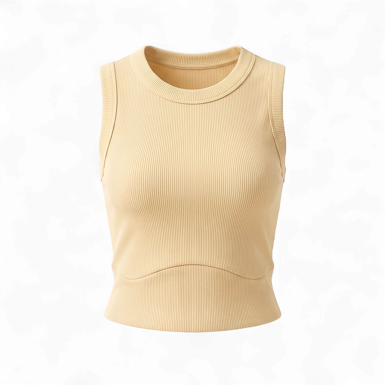 Ribbed Knit Crop Tank Top | Beige