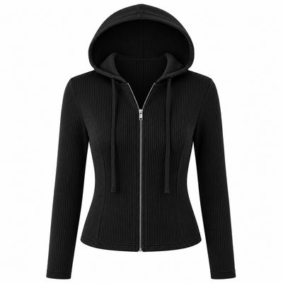WOMEN SOLID SWEATSHIRT HODDIE | BLACK