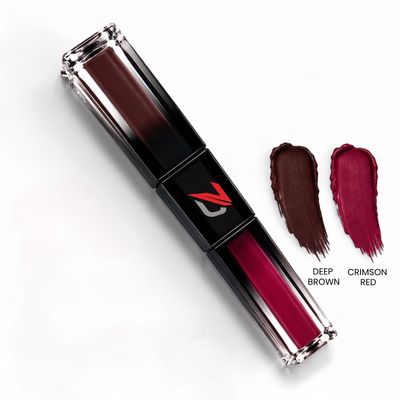 MATTE LIQUID LIPCOLOR 2 IN 1  (DEEP BROWN/CRIMSON RED)