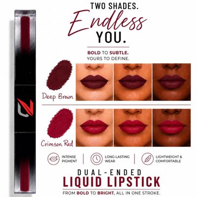 MATTE LIQUID LIPCOLOR 2 IN 1  (DEEP BROWN/CRIMSON RED)
