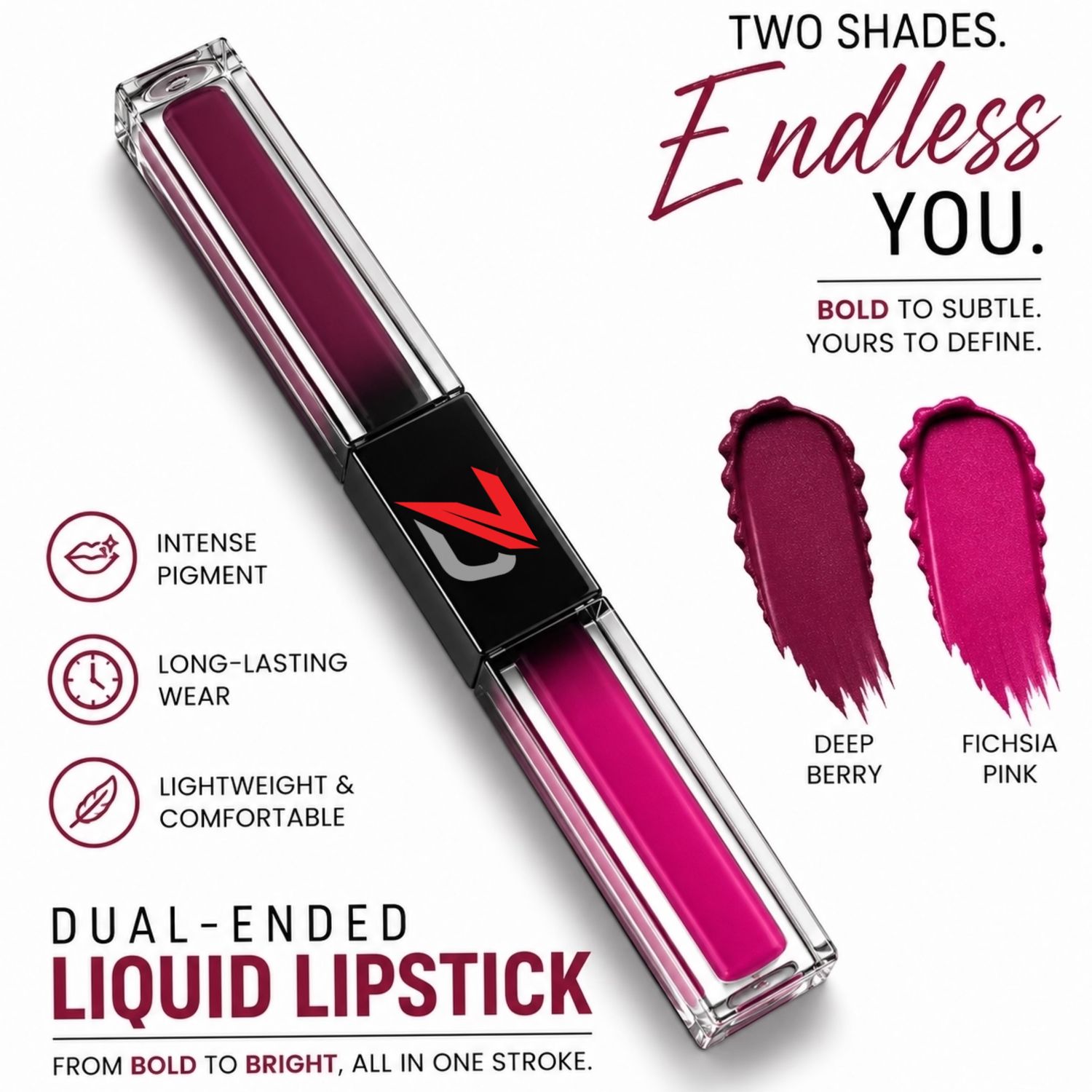 MATTE LIQUID LIPCOLOR 2 IN 1 (FUSHSIA PINK/ DEEP BERRY)
