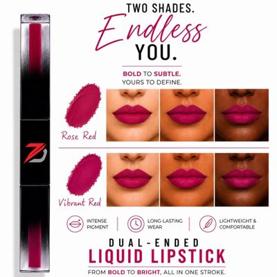MATTE LIQUID LIPCOLOR 2 IN 1  (ROSE RED/VIBRANT RED)