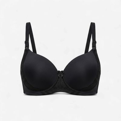 Zero Sleek Semi Padded Netted bra | Black