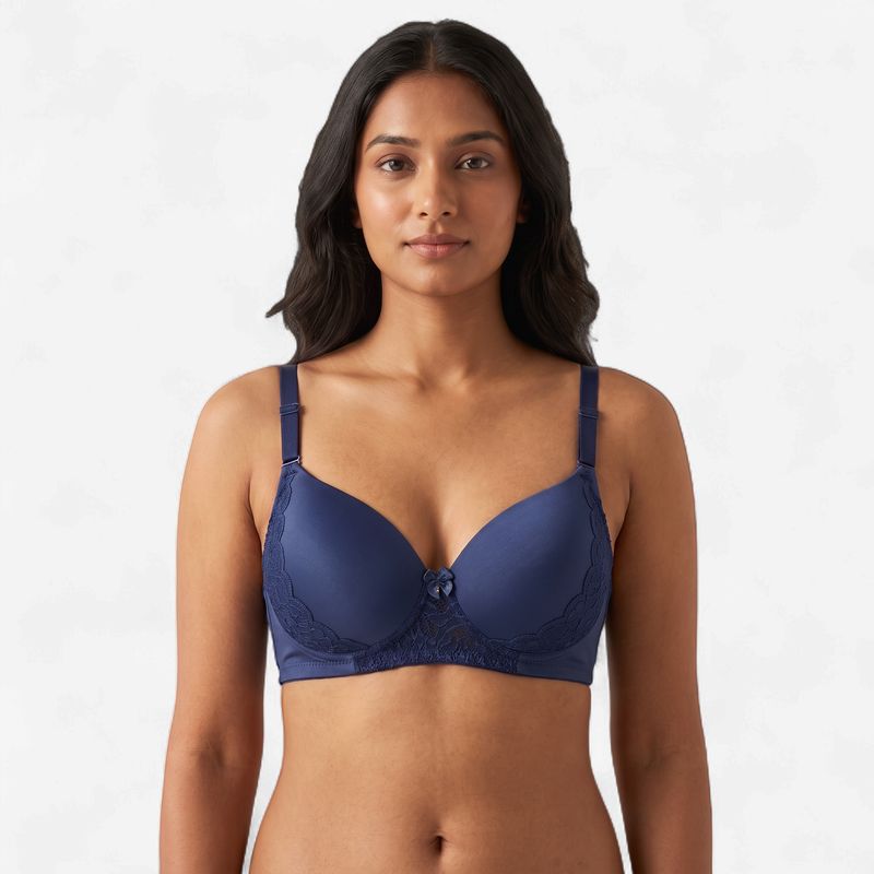 Zero Sleek Semi Padded Netted Bra | Royal Blue
