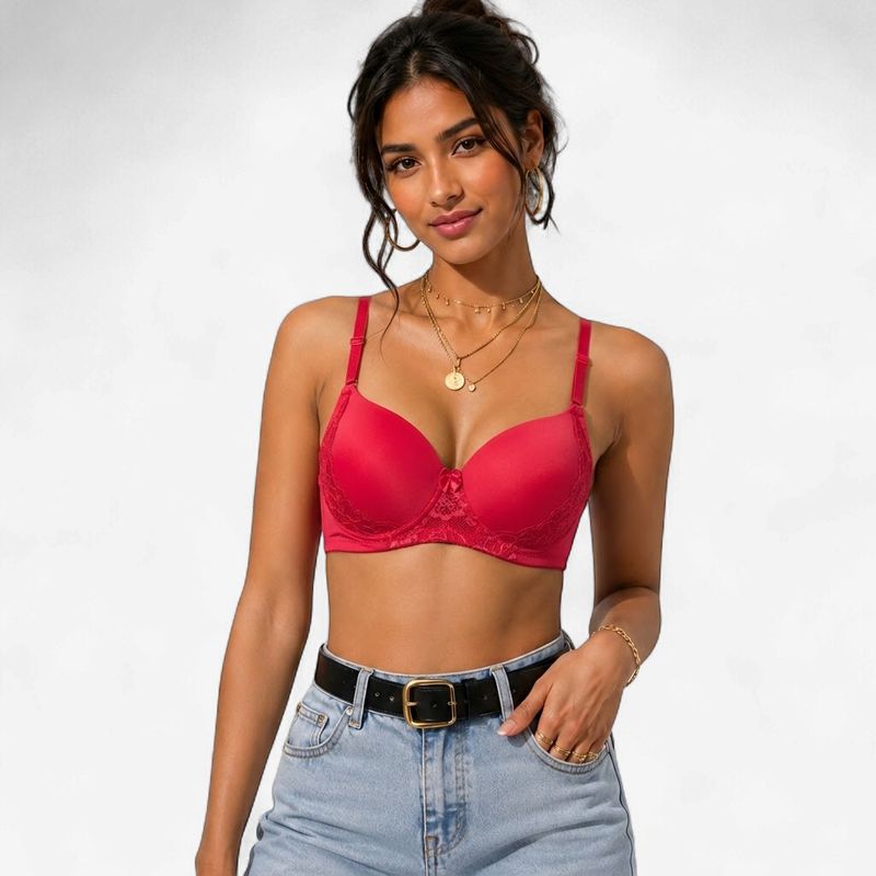 Zero Sleek Semi Padded Netted Bra | Rose Pink