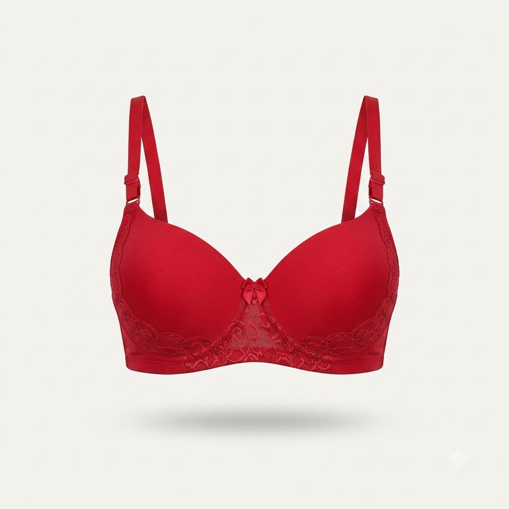 Zero Sleek Semi Padded Netted Bra | Classic Red