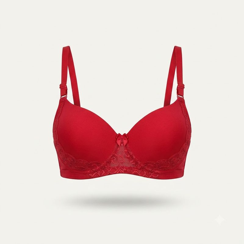 Zero Sleek Semi Padded Netted Bra | Classic Red