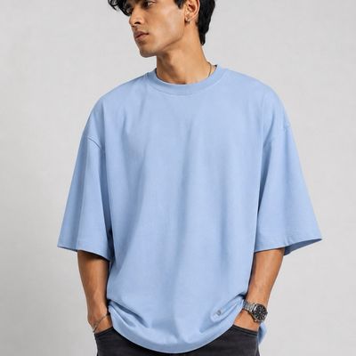 TERRY SOFT MEN OVERSIZED T-SHIRTS - AIR BLUE
