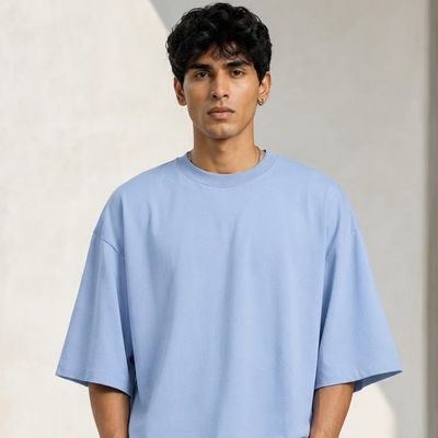 TERRY SOFT MEN OVERSIZED T-SHIRTS - AIR BLUE