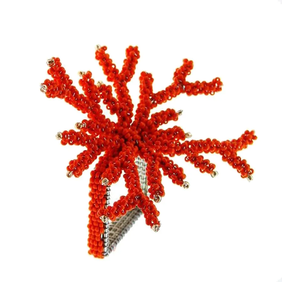 Red Beaded Coral Napkin Rings