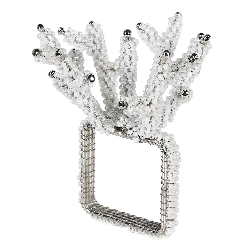 White Beaded Coral Napkin Rings