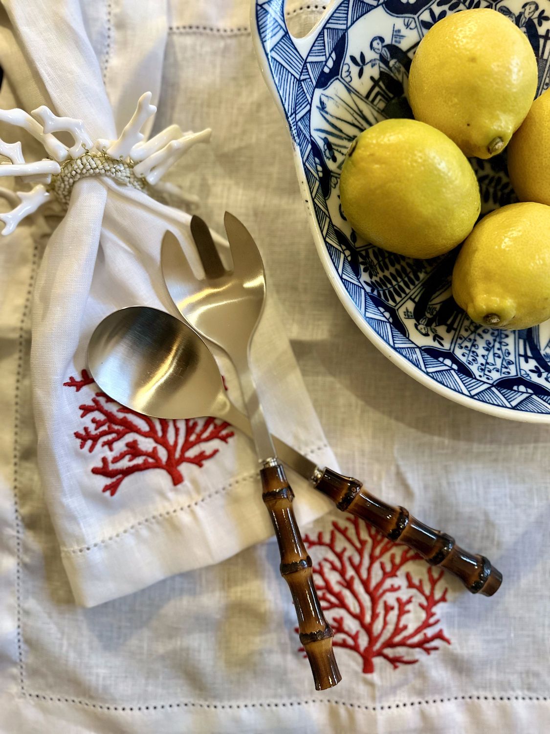 Dark Bamboo Salad Servers