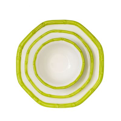 Green Bamboo Rimmed Crockery set