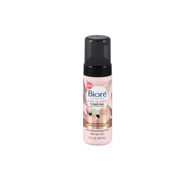 Biore Rose Quartz + Charcoal Gentle Marshmallow Cleanser 5oz 147ml – Detergente viso schiumogeno purificante