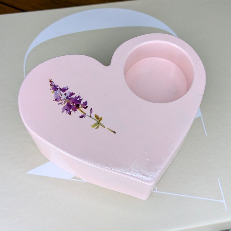 Heart Shaped Tea Light Candle Holder, Pink Jesmonite
