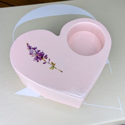 Heart Shaped Tea Light Candle Holder, Pink Jesmonite