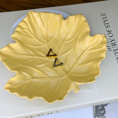 Maple Leaf Design Dish, Yellow