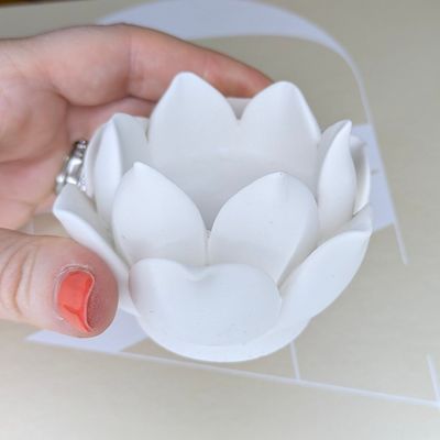 Lotus Flower Tea Light Candle Holder, White Jesmonite