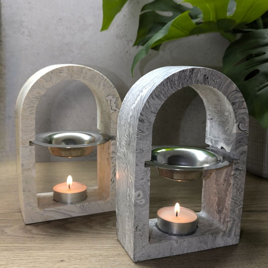 Arch Design Wax Melt Burner, Grey Jesmonite