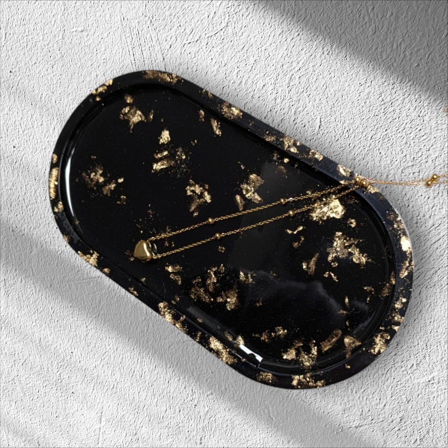 Oval Resin Trinket Tray, Gold Foil Design