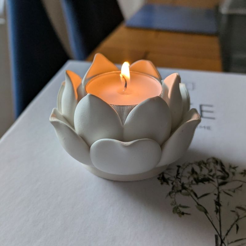 Lotus Flower Jesmonite Tea Light Candle Holder