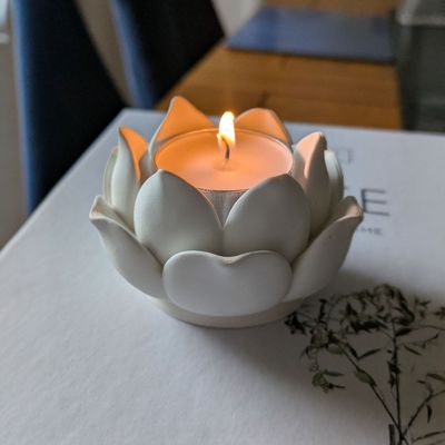 Lotus Flower Jesmonite Tea Light Candle Holder