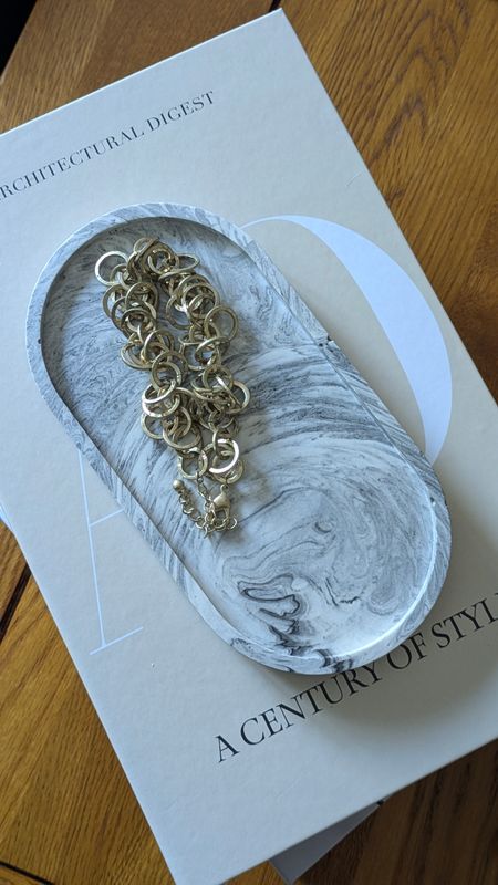 Oval Jesmonite Trinket Tray, Marbled Design