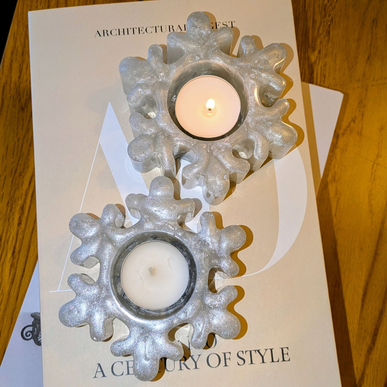 Resin Snowflake Tea Light Holder