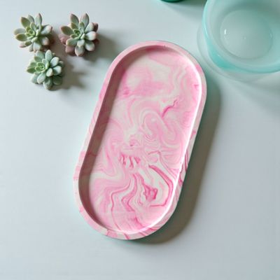 Oval Jesmonite Trinket Tray, Marbled Design