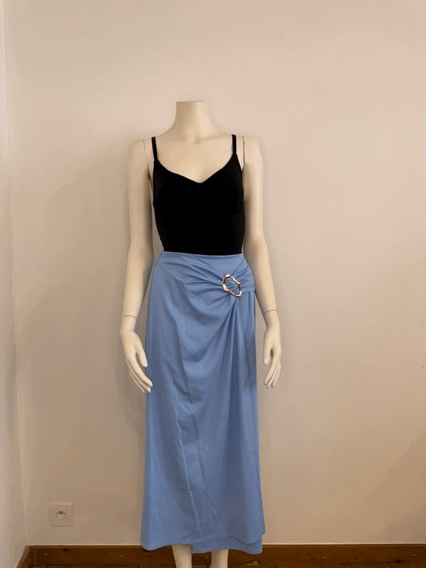 elegante blauwe rok met gouden detail