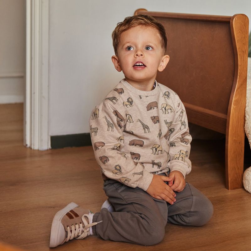 Dirkje jongens sweater loose fit pebble wilde dieren