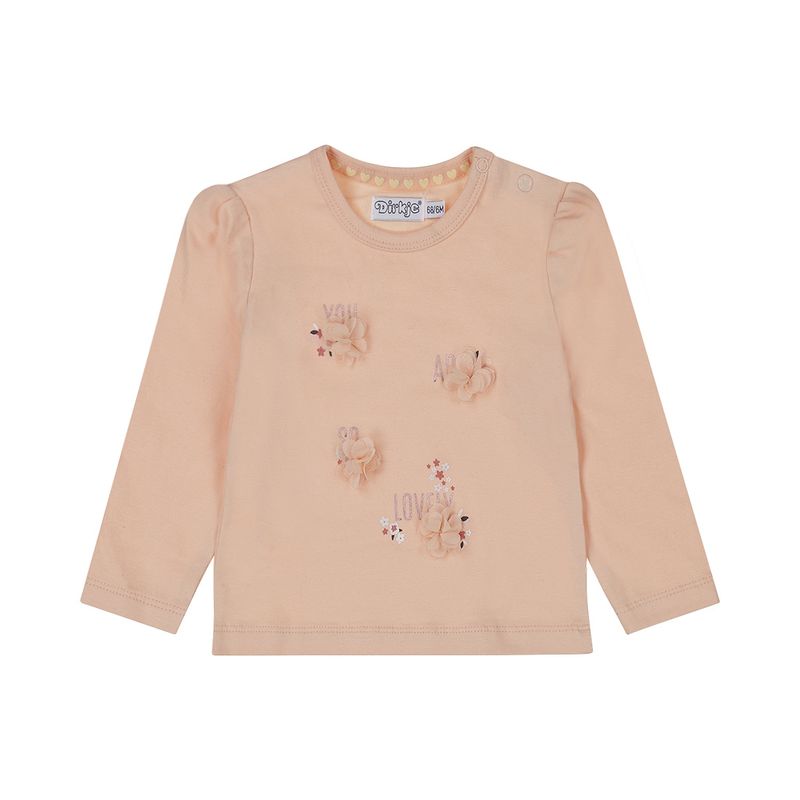 Dirkje meisjes longsleeve lichtroze bloemetjes