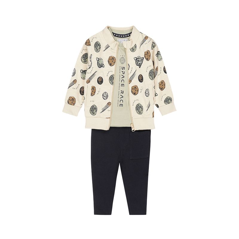 Dirkje jongens baby set shirt vest broek pebble navy space