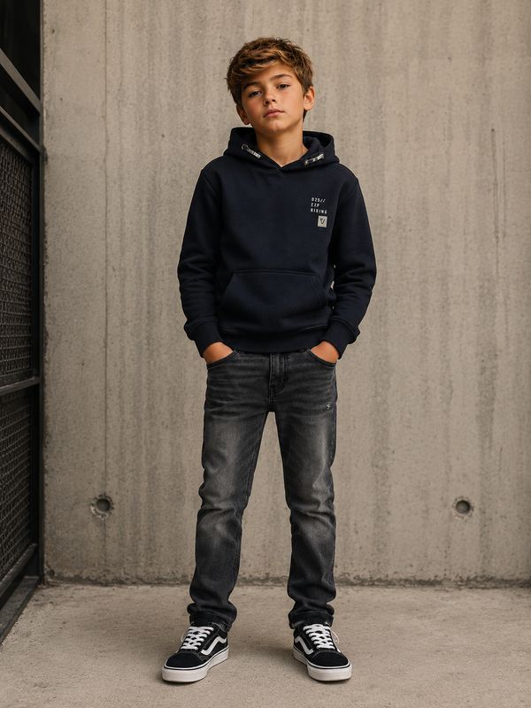 No Way Monday jongens hoodie antraciet capuchon