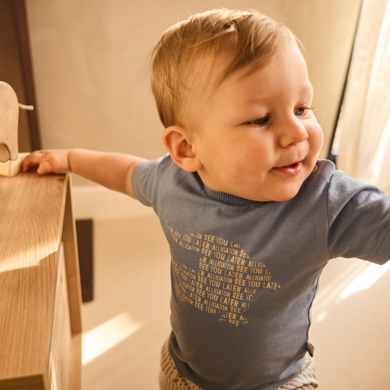 Dirkje jongens T-shirt blauw krokodil