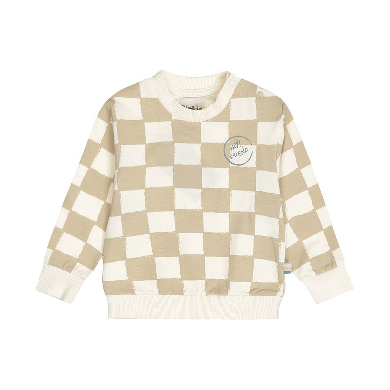 Dirkje Jongens Sweater Loose Fit – Off-White/Zand Geblokt