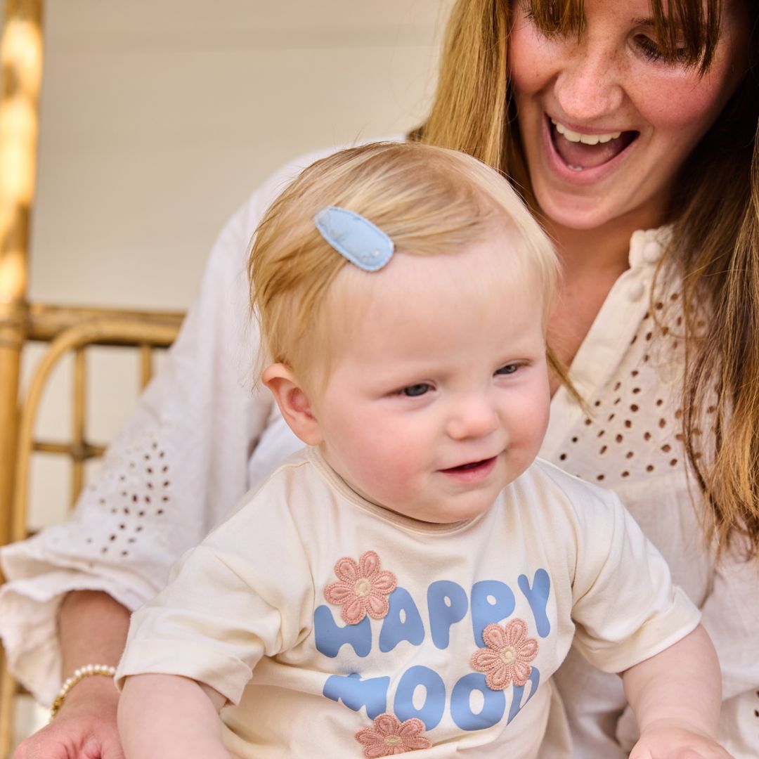 Dirkje meisjes T-shirt loose fit off white roze blauw