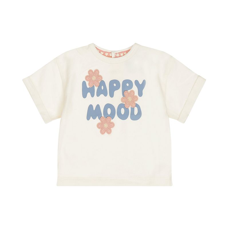 Dirkje meisjes T-shirt loose fit off white roze blauw