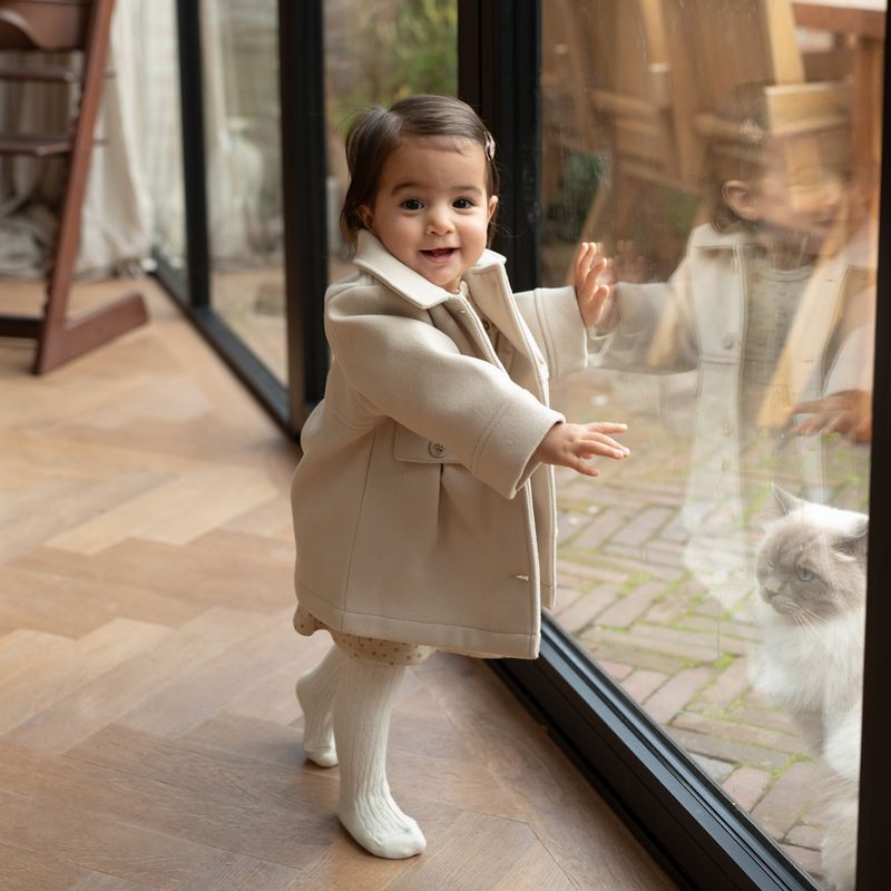Dirkje Meisjes Winterjas Mantel - Castle Wall (Off-White/Ecru)