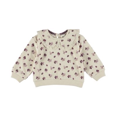 Dirkje meisjes sweater beige kraagje besjes