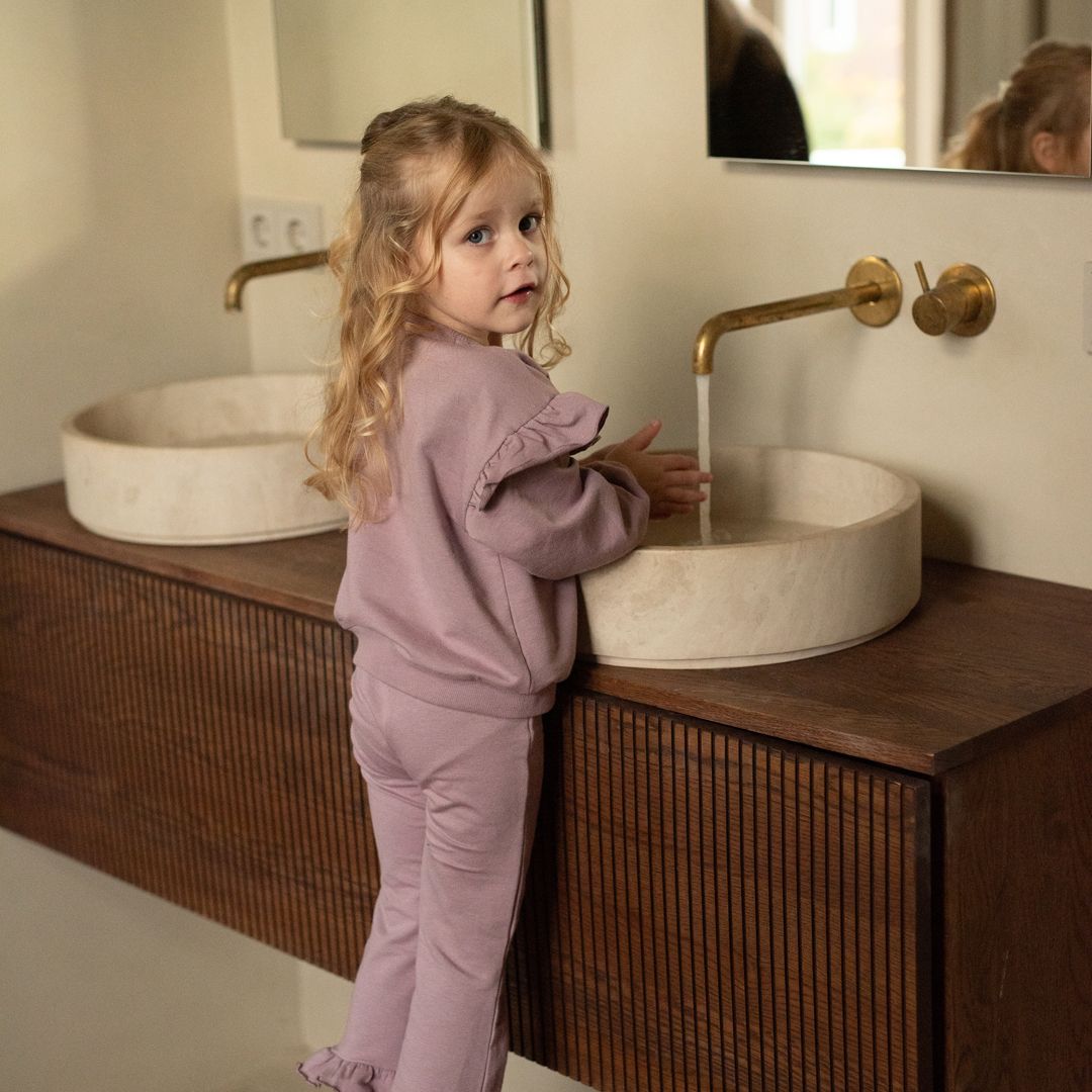 Dirkje meisjes broek paars flared ruffles